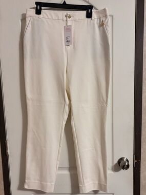 Cream Straight-Leg Dress Pants